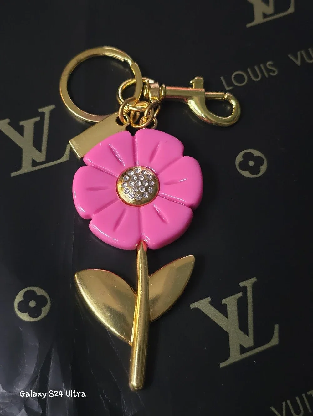 Pink Flower Bag Charm/ Keychain NEW